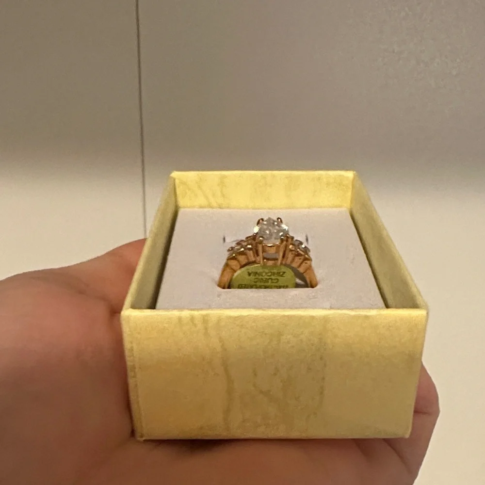 Pear-Cut Cubic Zirconia Rose Gold Engagement Ring